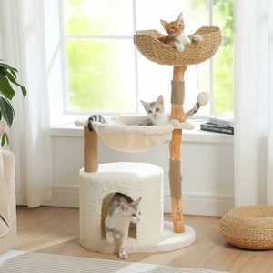 Modern Cat Tree Tower Natural Solid VelnoraUSA