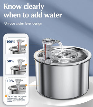 2L Fully Stainless Steel Pet Water VelnoraUSA