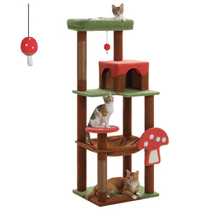 Brown Mushroom-Shaped Design Cat Tower Ceiling VelnoraUSA