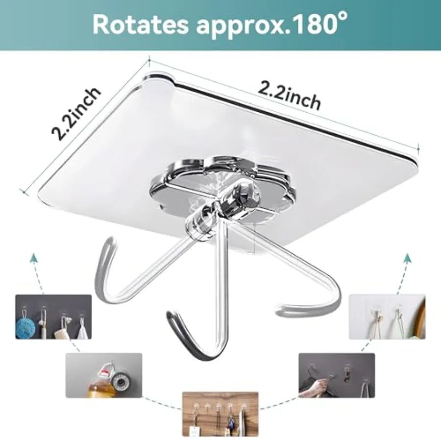 Clear Adhesive Wall Hooks Set