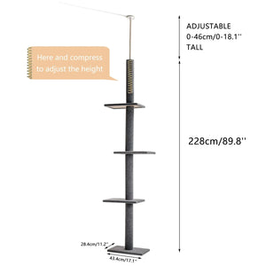 Adjustable Height Cat Tree Indoor Floor VelnoraUSA