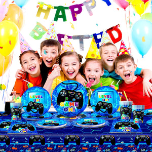 Gamer Birthday Decorations Blue 65Pcs Gaming VelnoraUSA