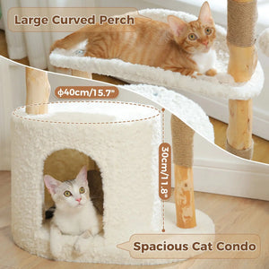 Modern Cat Tree Tower Natural Solid VelnoraUSA