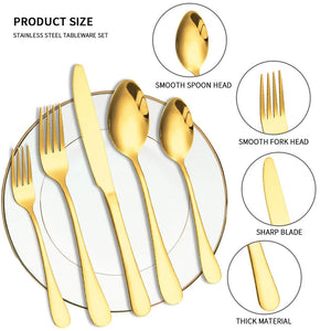 6/30Pcs Golden Stainless Steel Tableware Knife VelnoraUSA