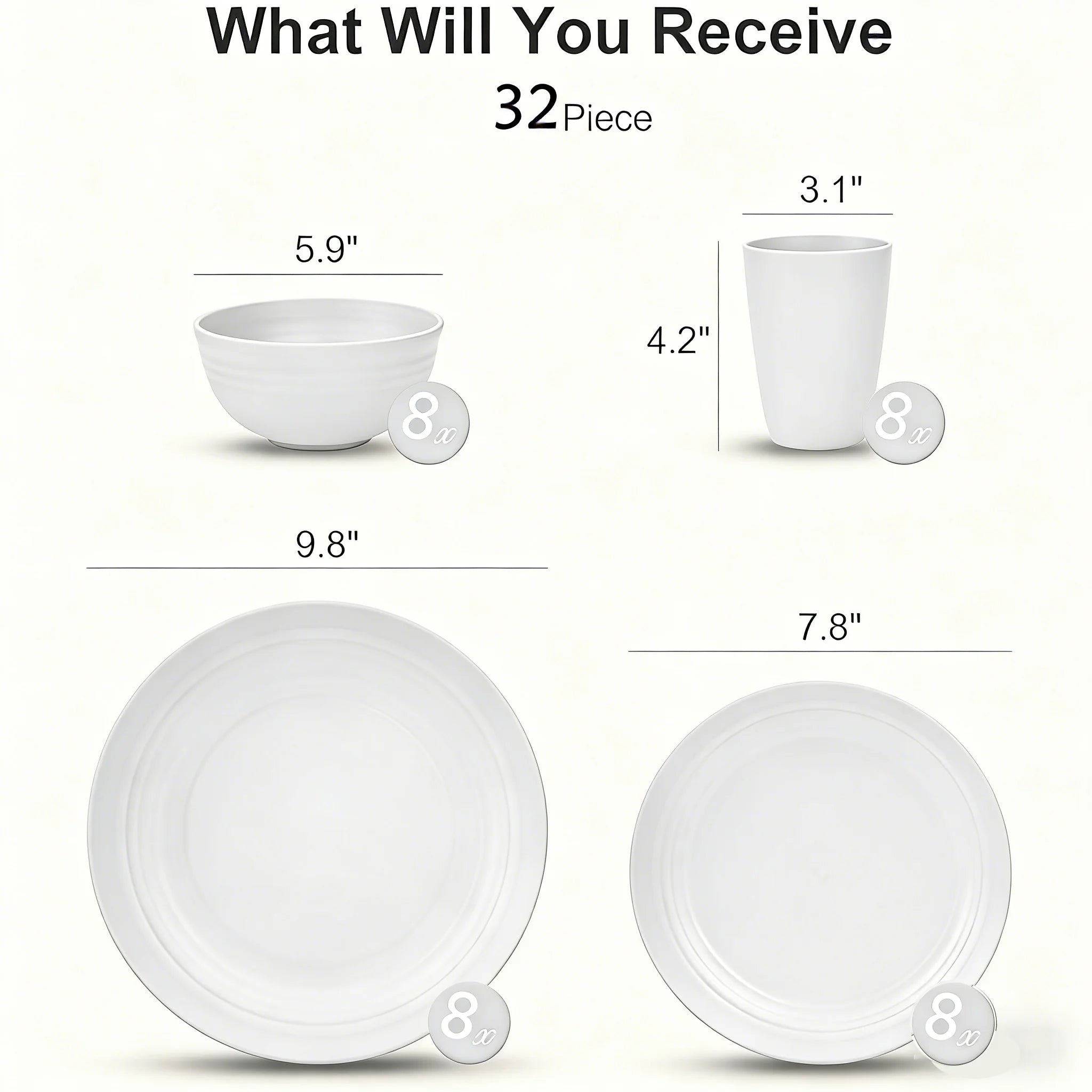 32-Piece Wheat Straw Dinnerware Set VelnoraUSA