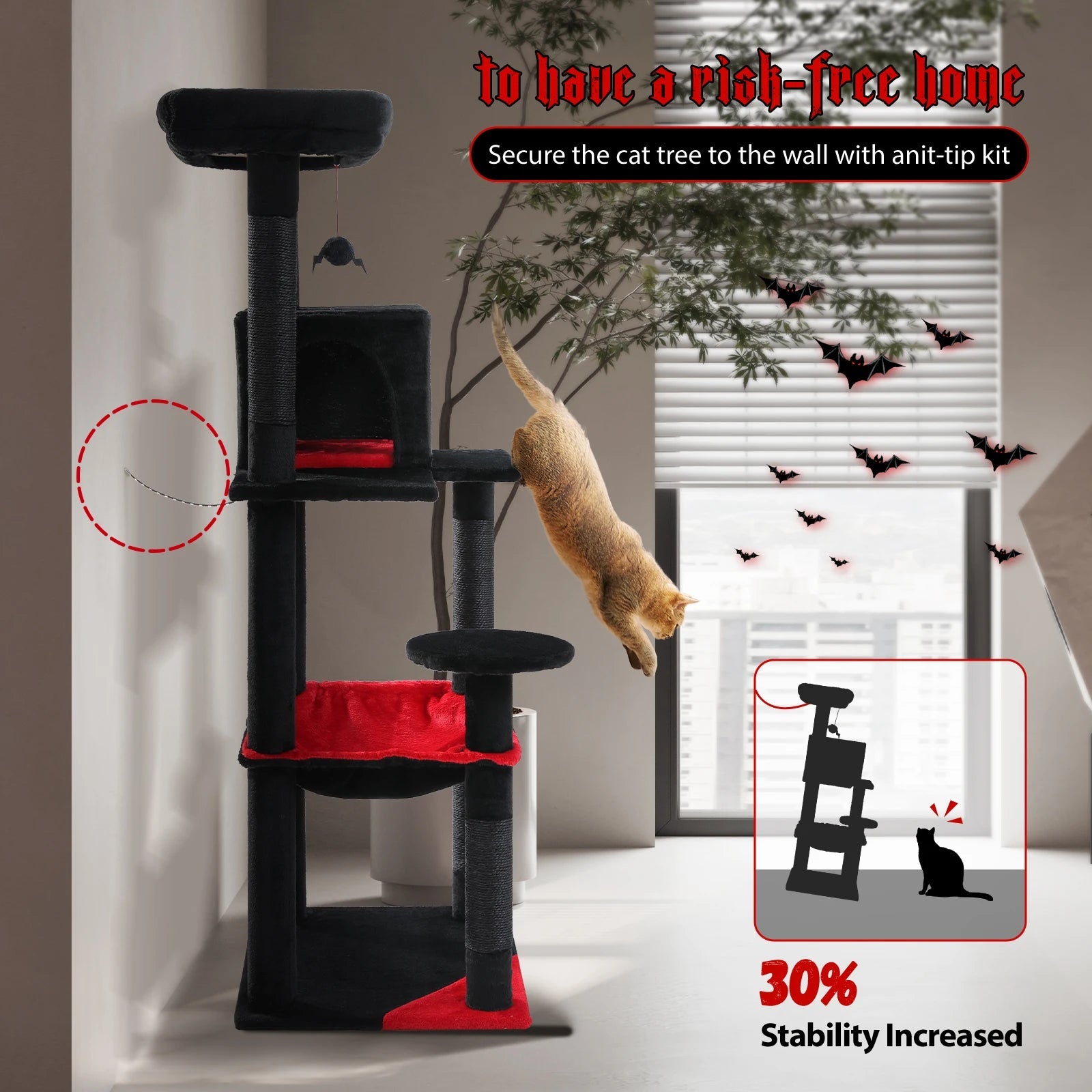 Gothic Cat Tree Indoor Cats Tall VelnoraUSA