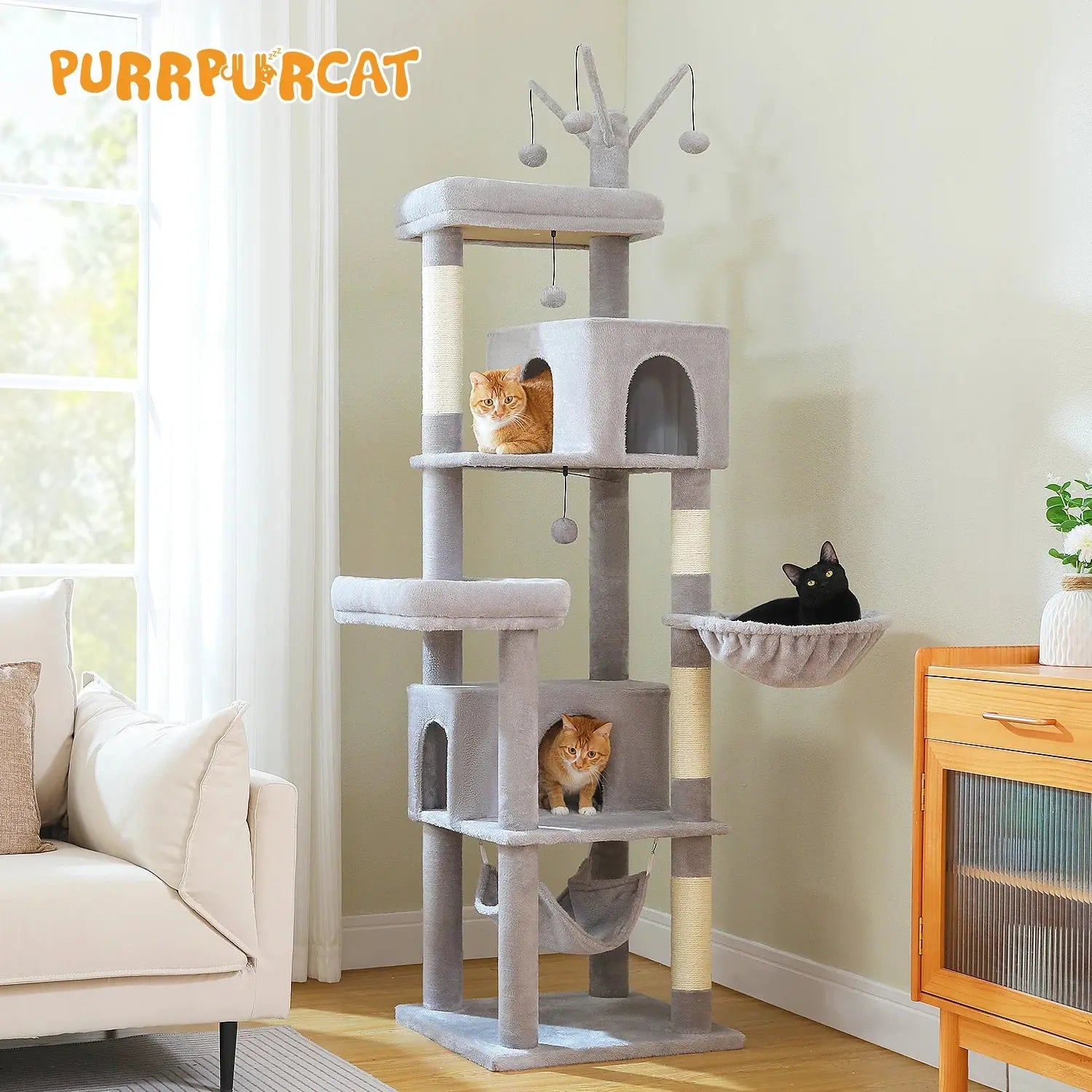 190Cm Large Cat Tree 6-Level Cat VelnoraUSA