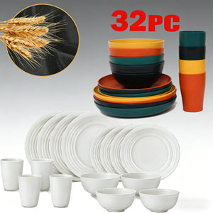 32-Piece Wheat Straw Dinnerware Set VelnoraUSA