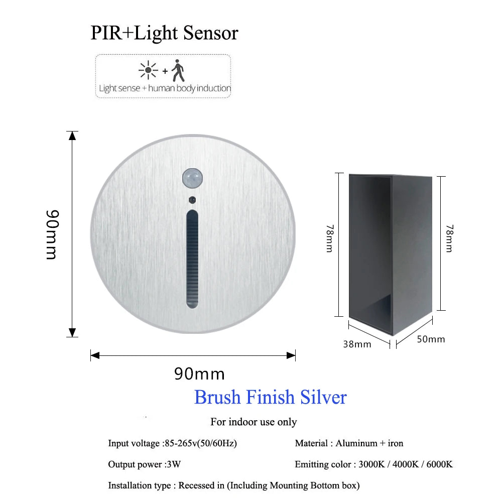 Pir Sensor Wall Lamp Embedded Step VelnoraUSA