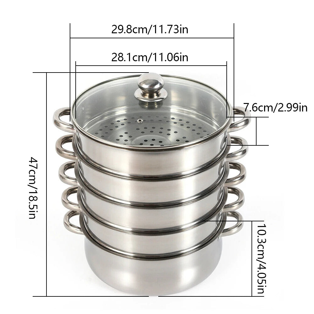 Stainless Steel 5 Tier Pot Steaming VelnoraUSA