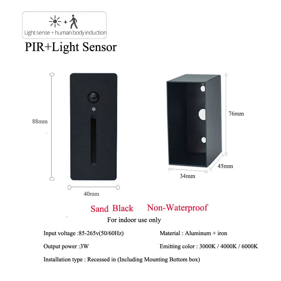 Pir Sensor Wall Lamp Embedded Step VelnoraUSA