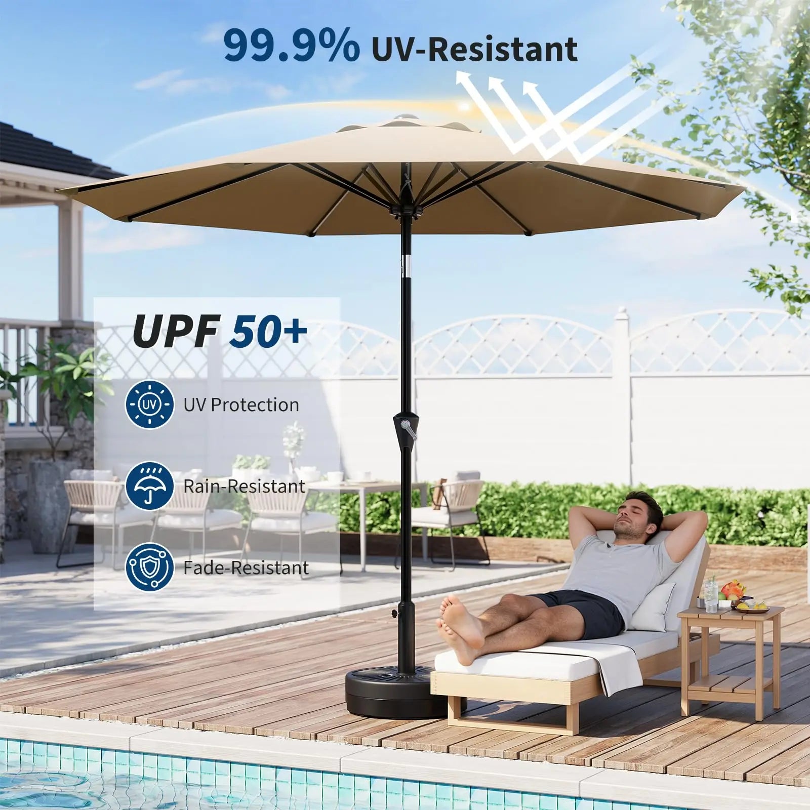 9Ft Patio Umbrella with Crank Tilt