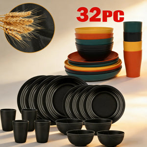 32-Piece Wheat Straw Dinnerware Set VelnoraUSA