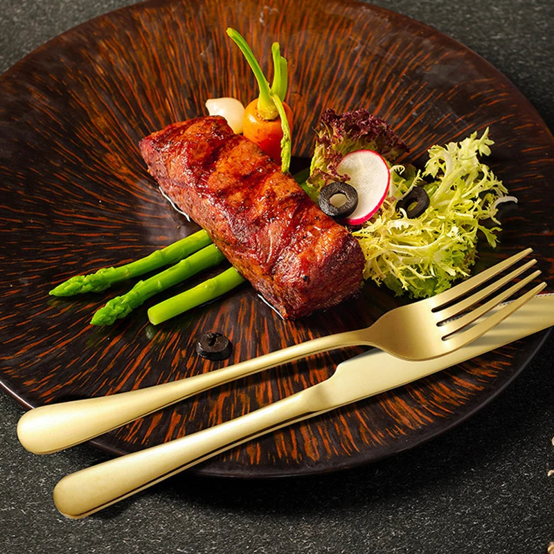 6/30Pcs Golden Stainless Steel Tableware Knife VelnoraUSA