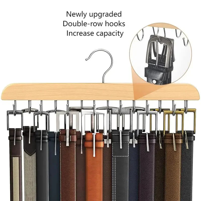 Wooden Belt Rack Organizer