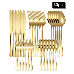 Golden Stainless Steel Tableware Set