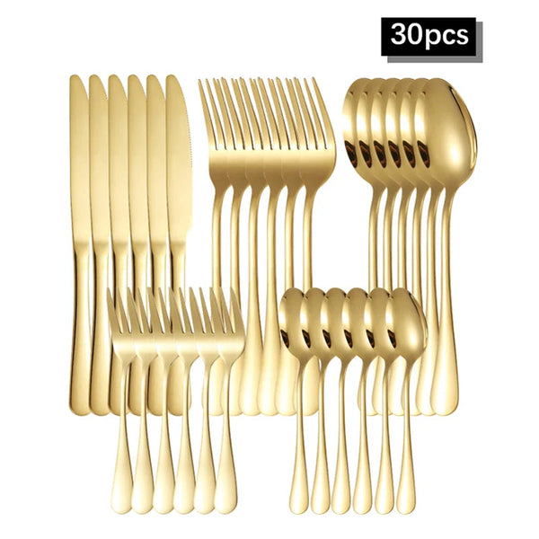 Golden Stainless Steel Tableware Set