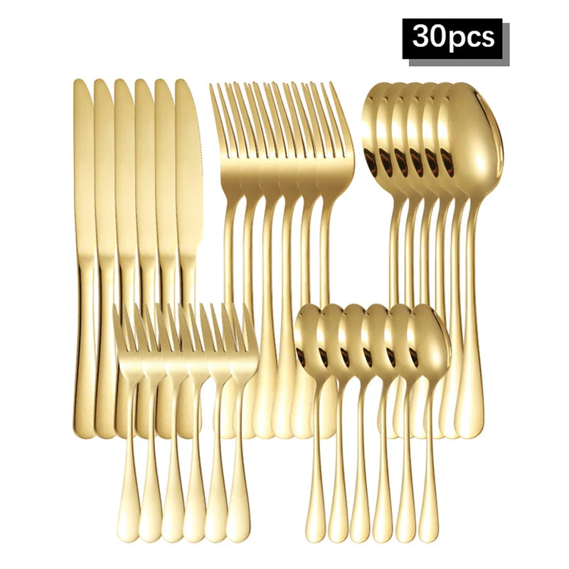 Golden Stainless Steel Tableware Set