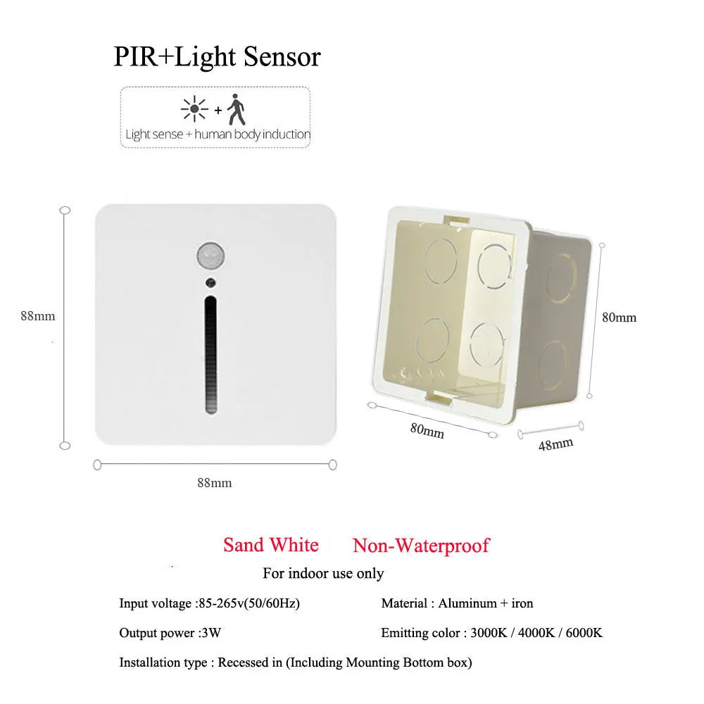 Pir Sensor Wall Lamp Embedded Step VelnoraUSA