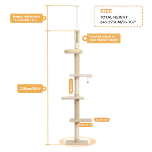Adjustable Height Cat Tree Indoor Floor VelnoraUSA