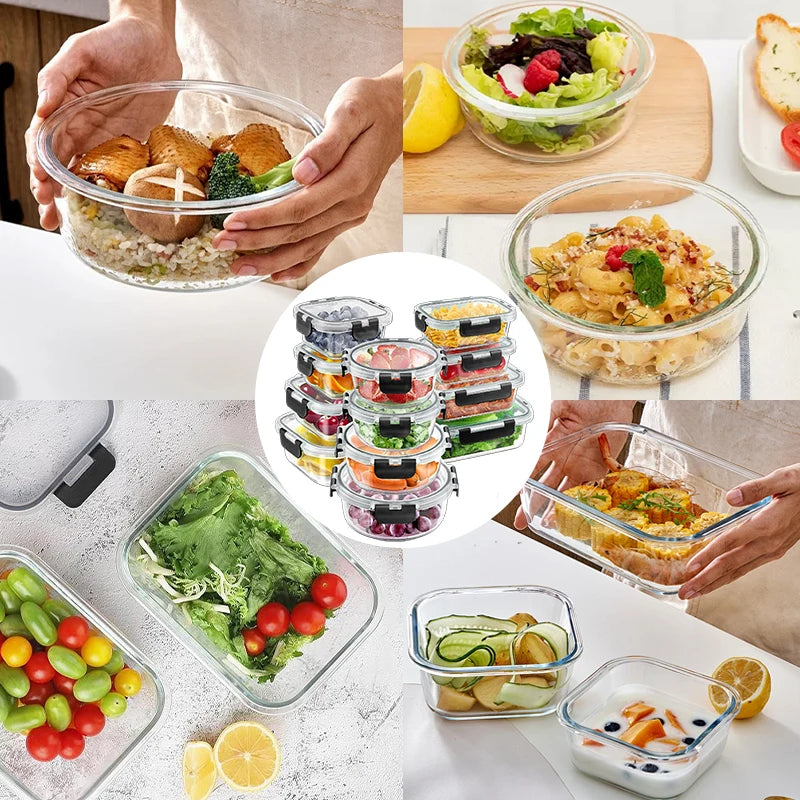 12Pcs Glass Lunch Box Food Storage VelnoraUSA