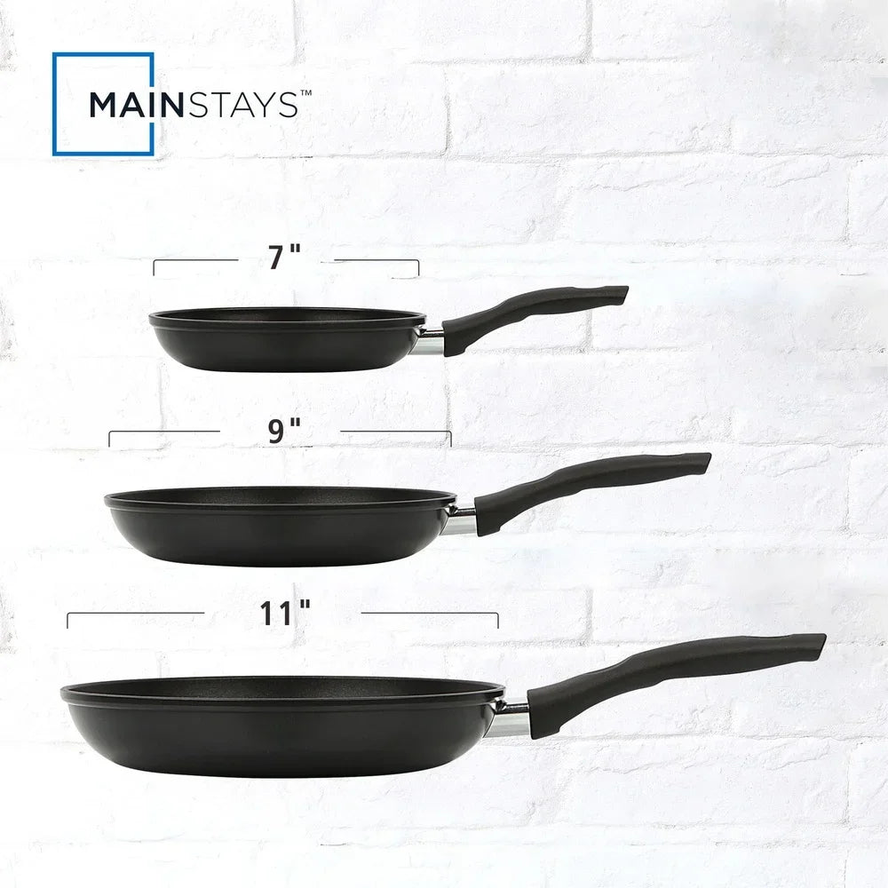 3-Piece Nonstick Skillet Set Aluminum Cookware VelnoraUSA