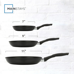 3-Piece Nonstick Skillet Set Aluminum Cookware VelnoraUSA