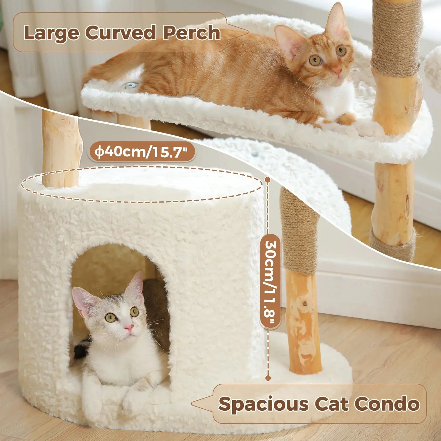 Modern Cat Tree Tower Natural Solid VelnoraUSA