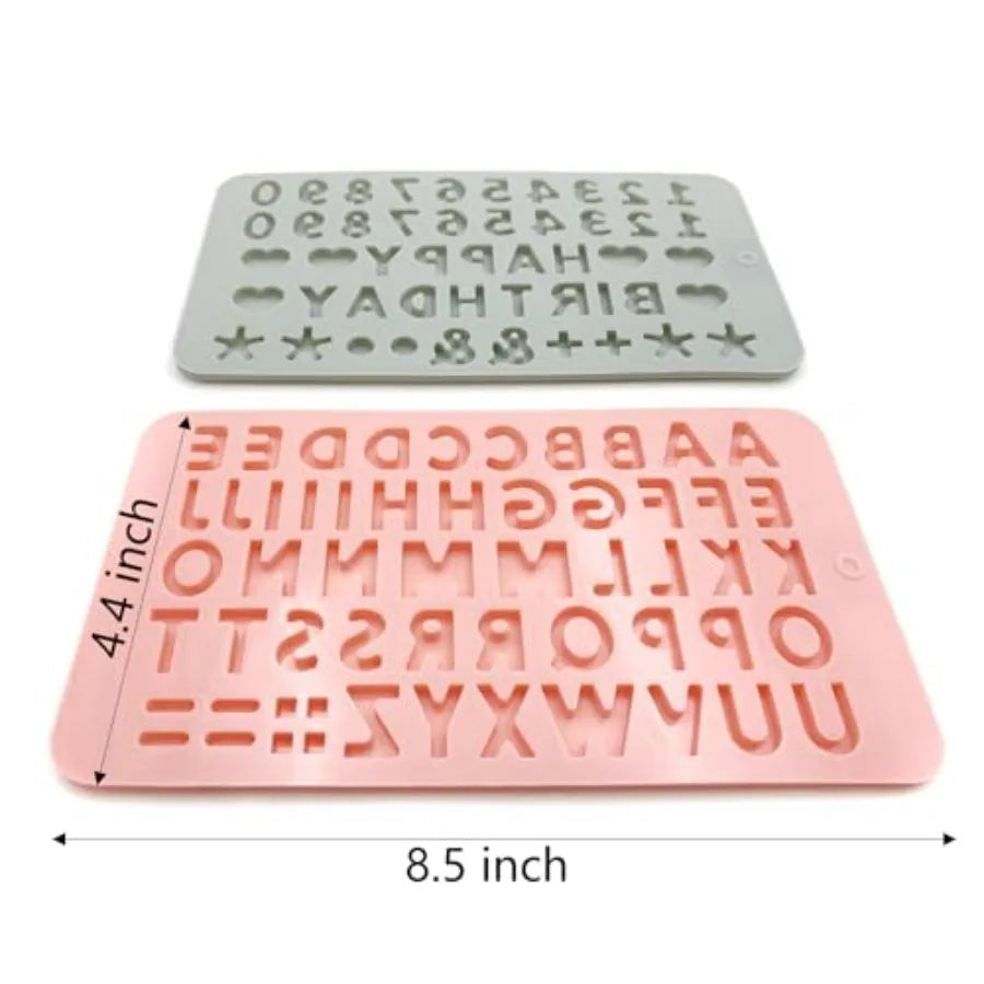 2Pcs Reusable Silicone Letter Number Molds VelnoraUSA
