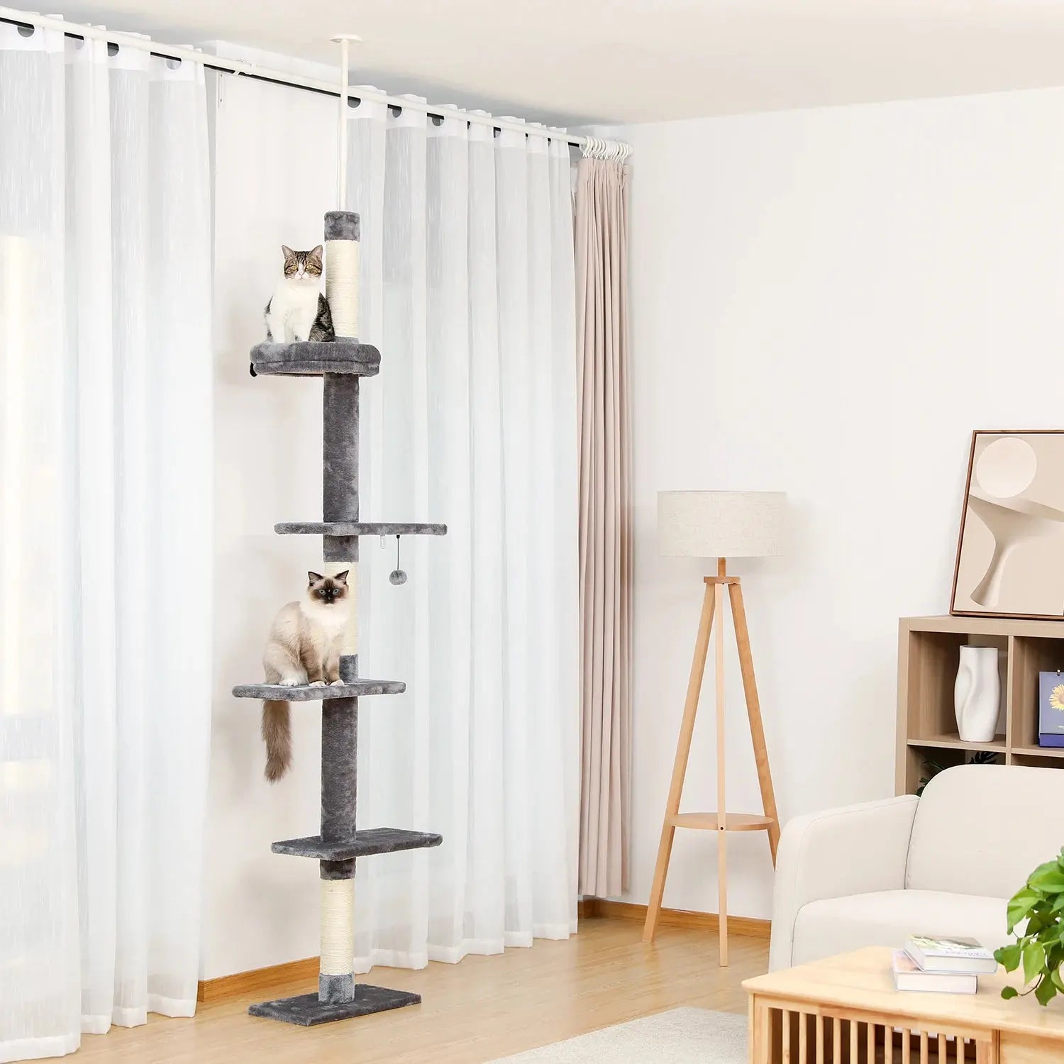 Adjustable Height Cat Tree Indoor Floor VelnoraUSA