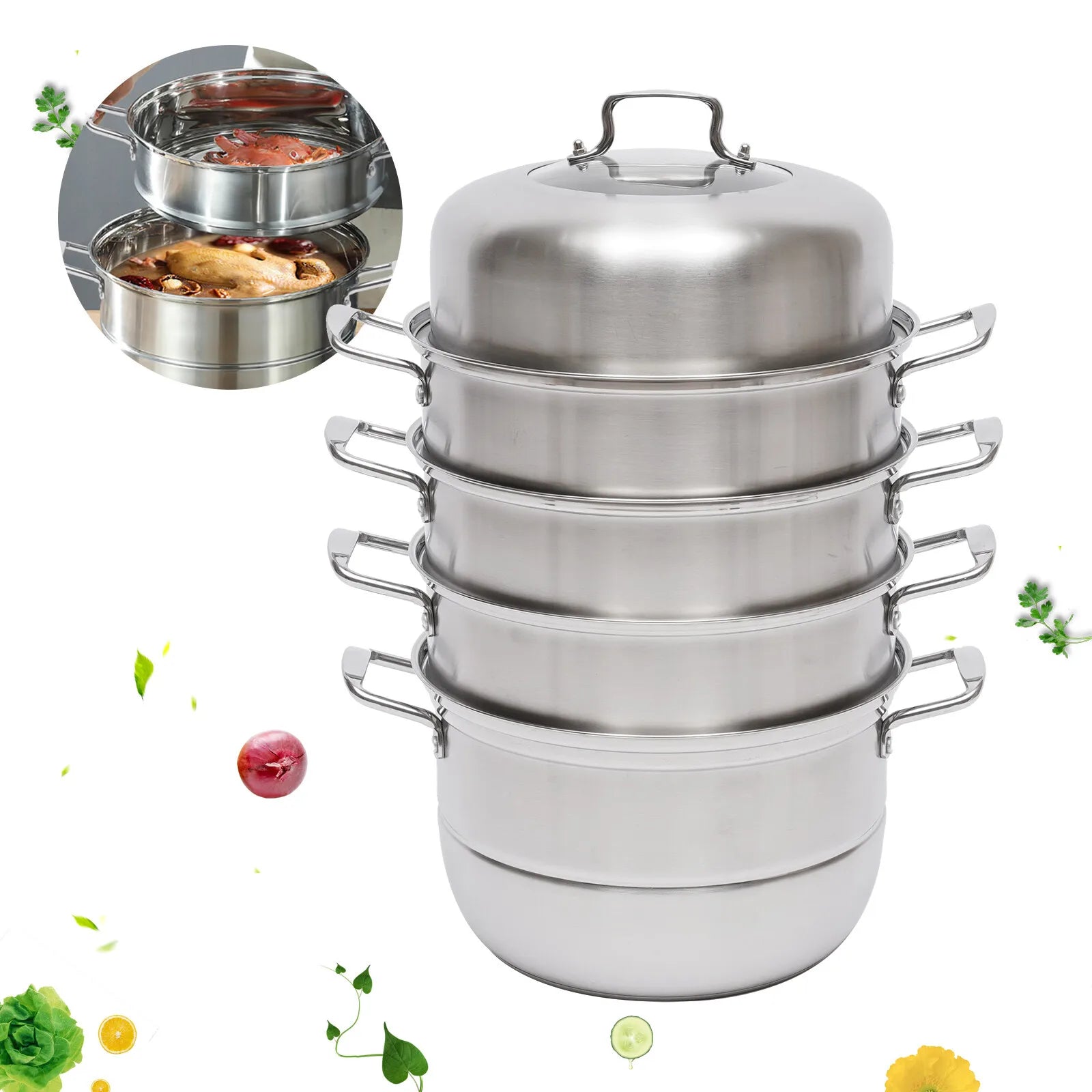 Stainless Steel 5 Tier Pot Steaming VelnoraUSA