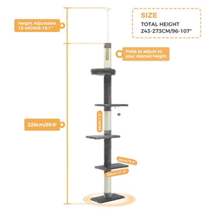 Adjustable Height Cat Tree Indoor Floor VelnoraUSA
