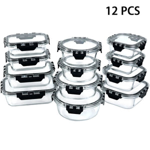 12Pcs Glass Lunch Box Food Storage VelnoraUSA