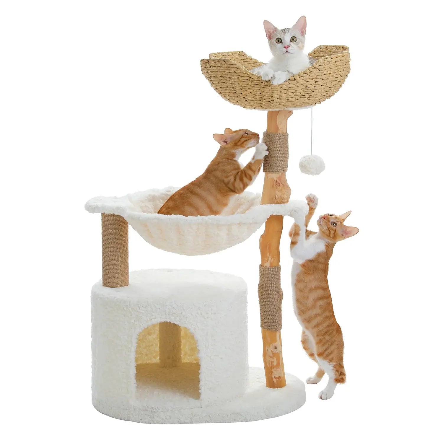 Modern Cat Tree Tower Natural Solid VelnoraUSA