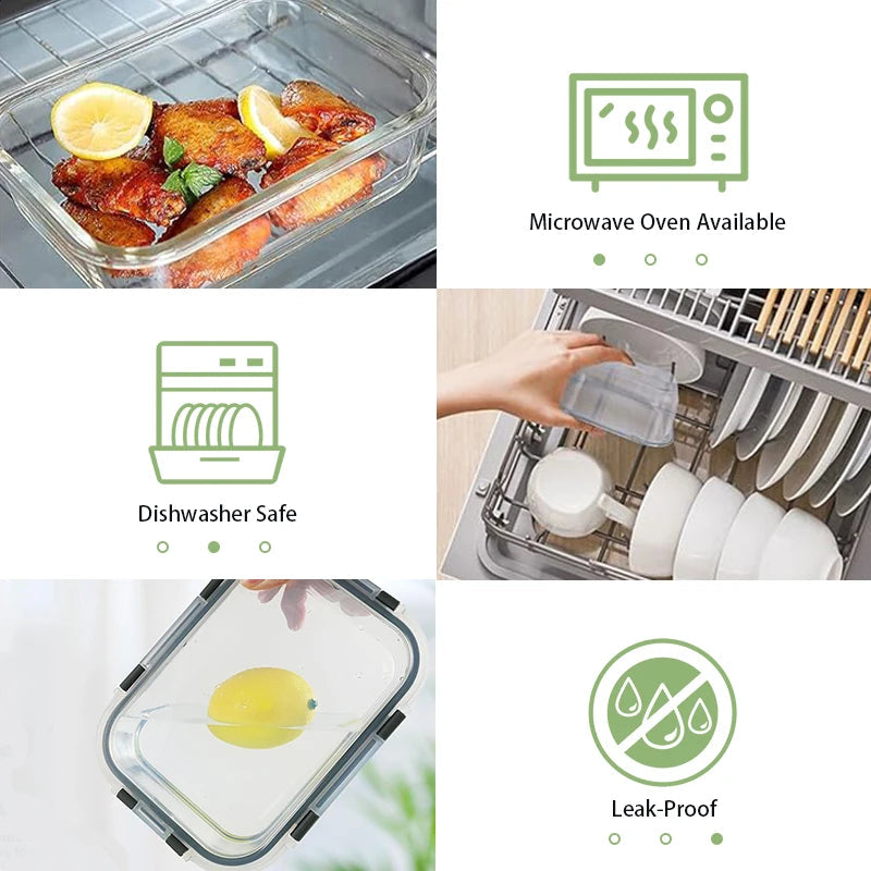 12Pcs Glass Lunch Box Food Storage VelnoraUSA