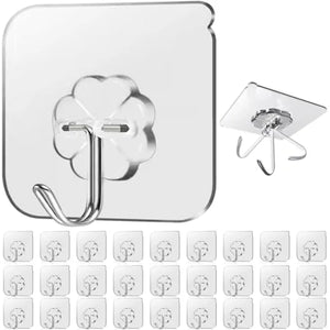 Clear Adhesive Wall Hooks Set