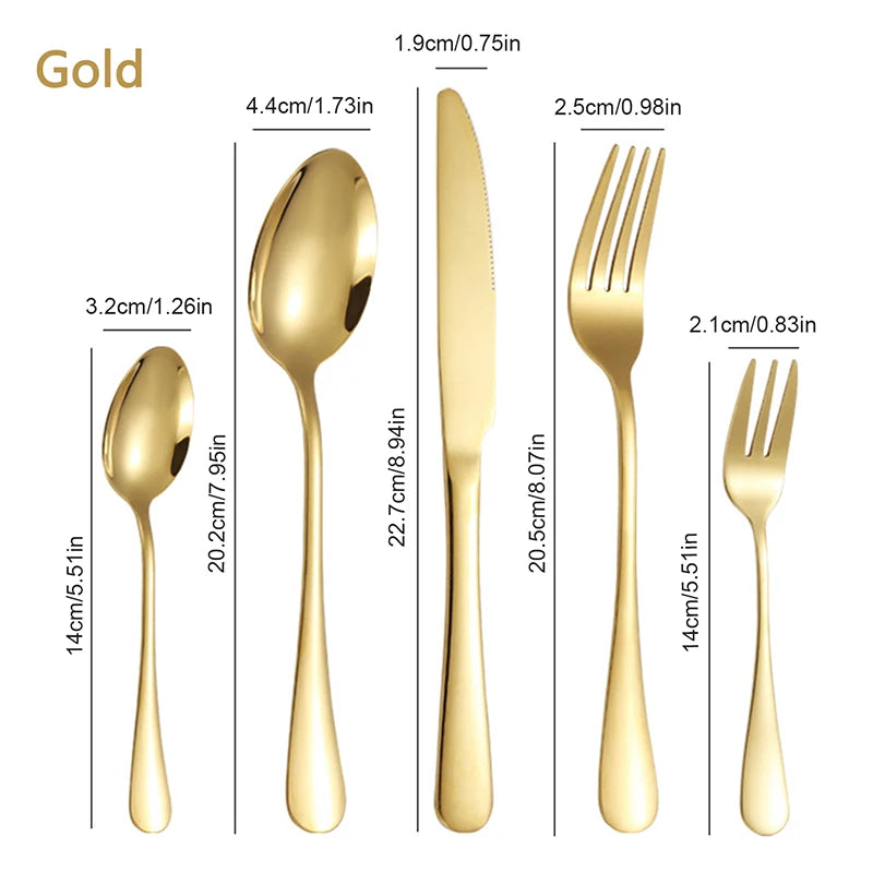 6/30Pcs Golden Stainless Steel Tableware Knife VelnoraUSA